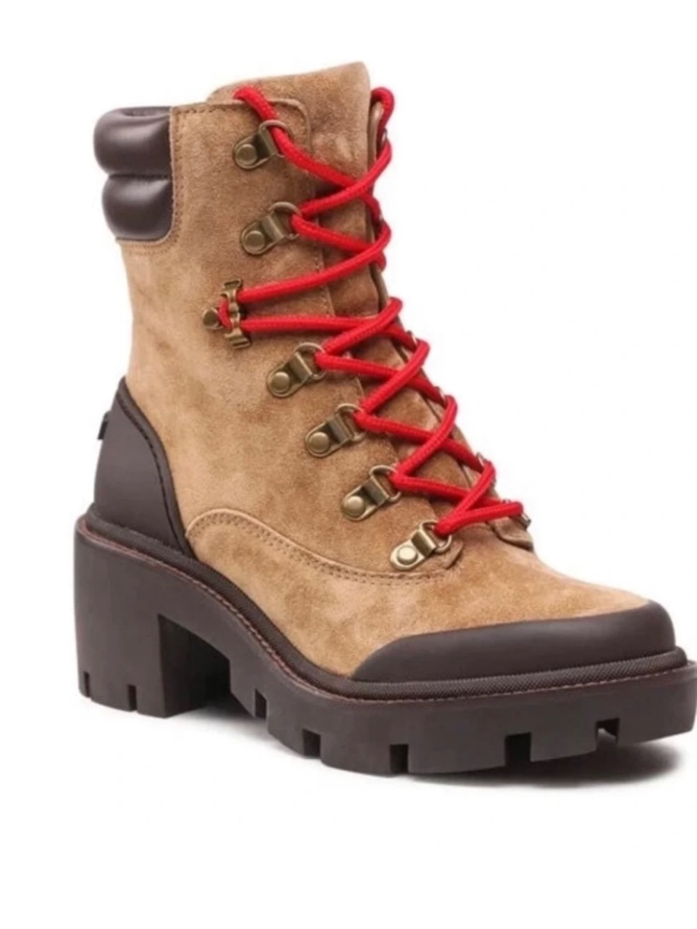Tory Burch Lug Sole Hiker Ankle Boots Alce Coconut Suede 7.5 NEW